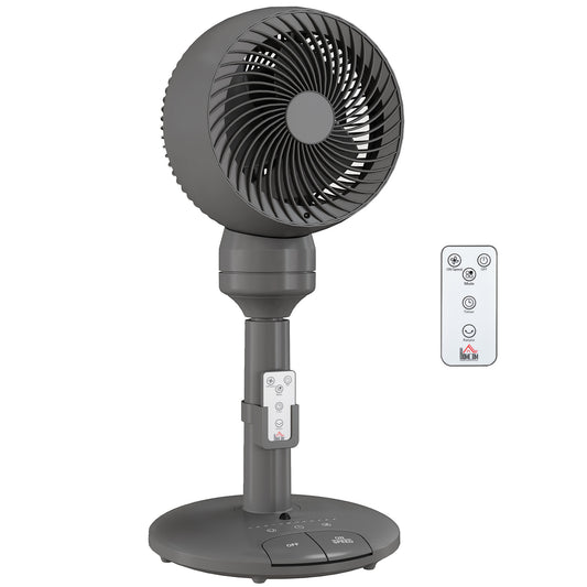 Photo of HOMCOM Air Circulator Fan Pedestal Cooling Fan with 3 Speed 3 Mode and Remote Control, 9 Inch, Grey in Grey colour on a white background