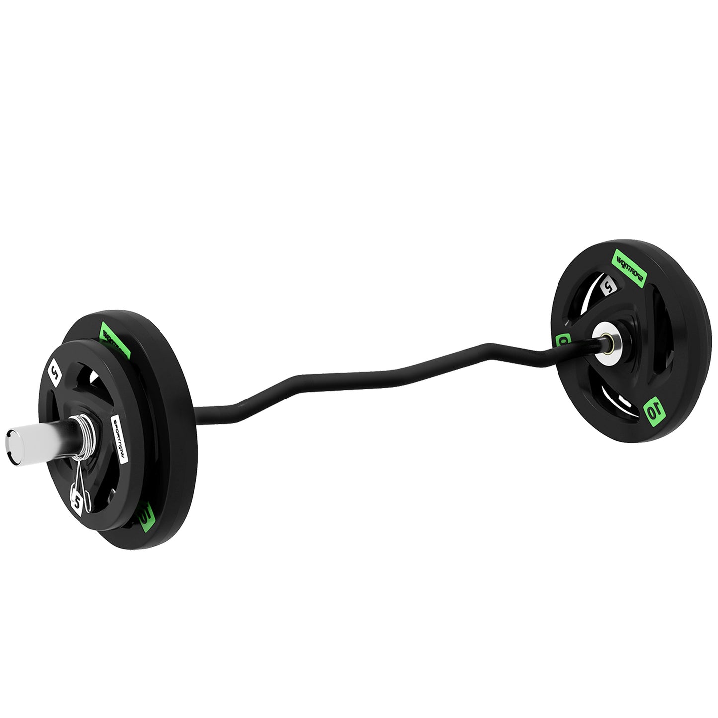 Photo of SPORTNOW Curl Bar with 30kg Weight Plates, Barbell Bar for 5cm Weight Plates, Home Gym Weight Lifting Bar, 120cm, 38kg in 38kg colour on a white background