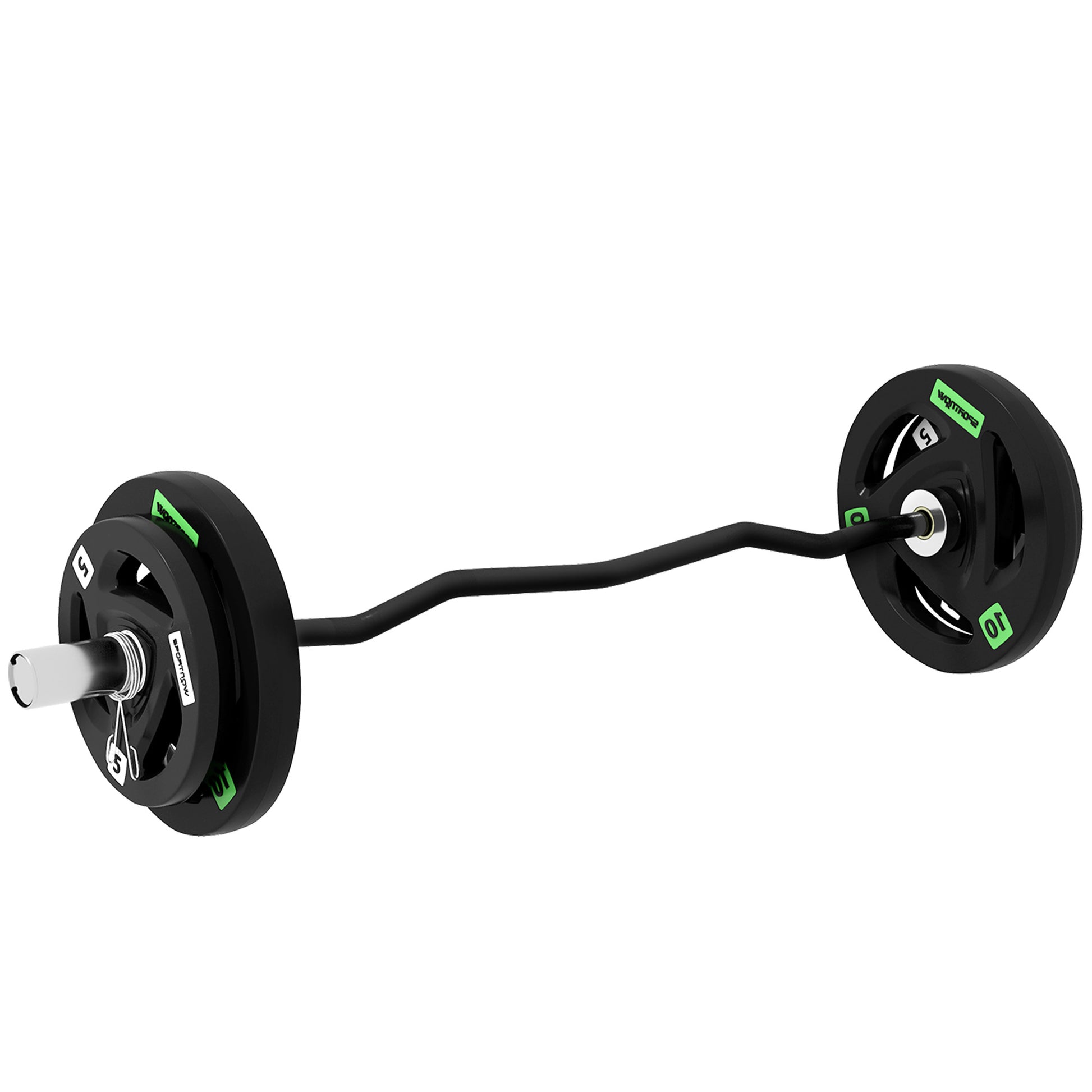 Photo of SPORTNOW Curl Bar with 30kg Weight Plates, Barbell Bar for 5cm Weight Plates, Home Gym Weight Lifting Bar, 120cm, 38kg in 38kg colour on a white background