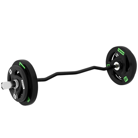Photo of SPORTNOW Curl Bar with 30kg Weight Plates, Barbell Bar for 5cm Weight Plates, Home Gym Weight Lifting Bar, 120cm, 38kg in 38kg colour on a white background