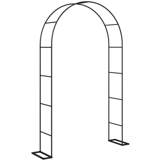 Photo of Outsunny Garden Arch, 2.4 m High x 1.5 m Wide Metal Garden Trellis for Climbing Plants, Outdoor Wedding Arch for Bridal, Black in Black colour on a white background