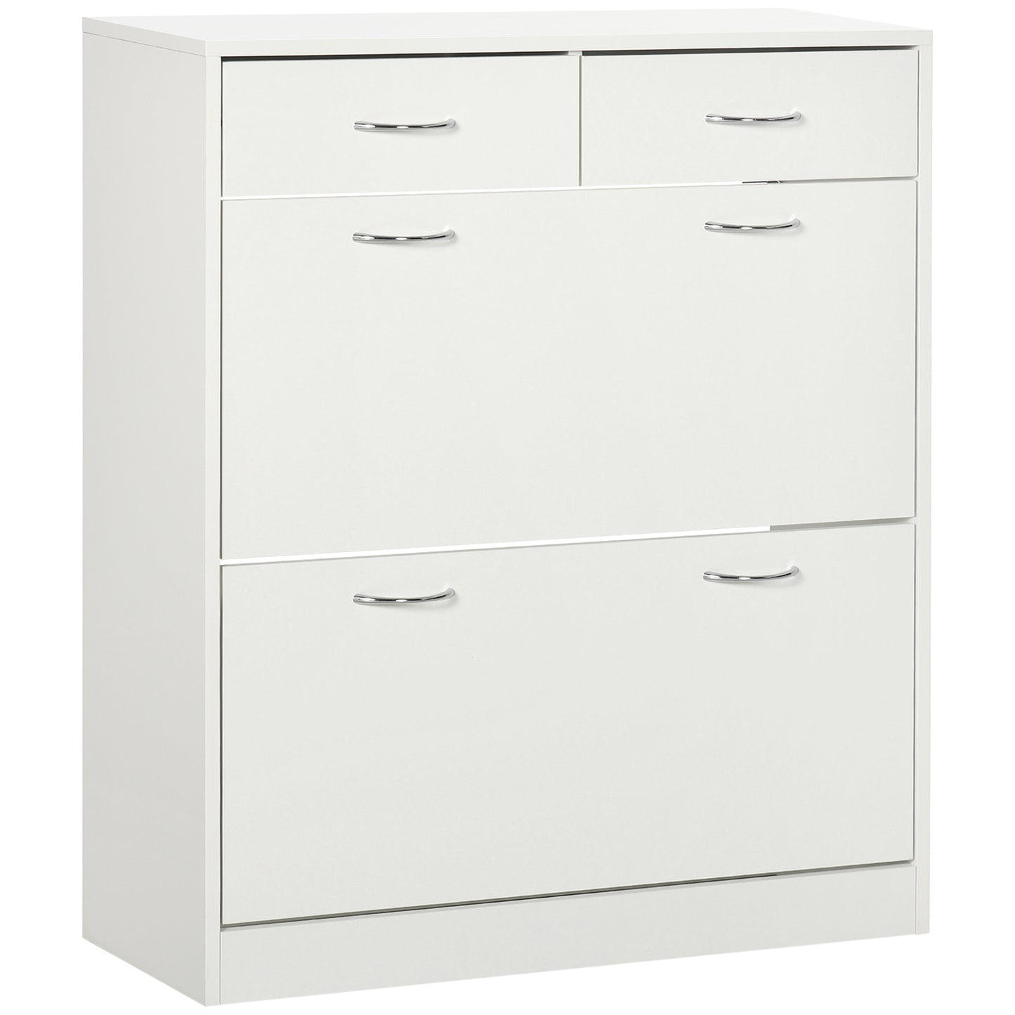 Photo of HOMCOM Narrow Shoe Storage with 2 Flip Drawers and Adjustable Shelves Shoe Cabinet Organizer for 12 Pairs of Shoes, White in White colour on a white background