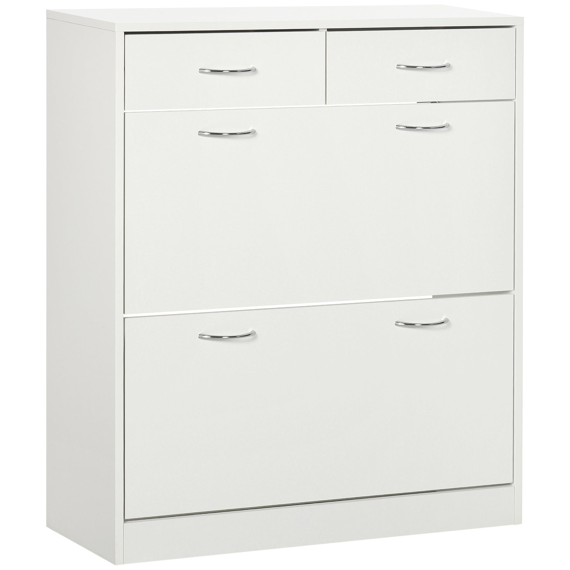 Photo of HOMCOM Narrow Shoe Storage with 2 Flip Drawers and Adjustable Shelves Shoe Cabinet Organizer for 12 Pairs of Shoes, White in White colour on a white background