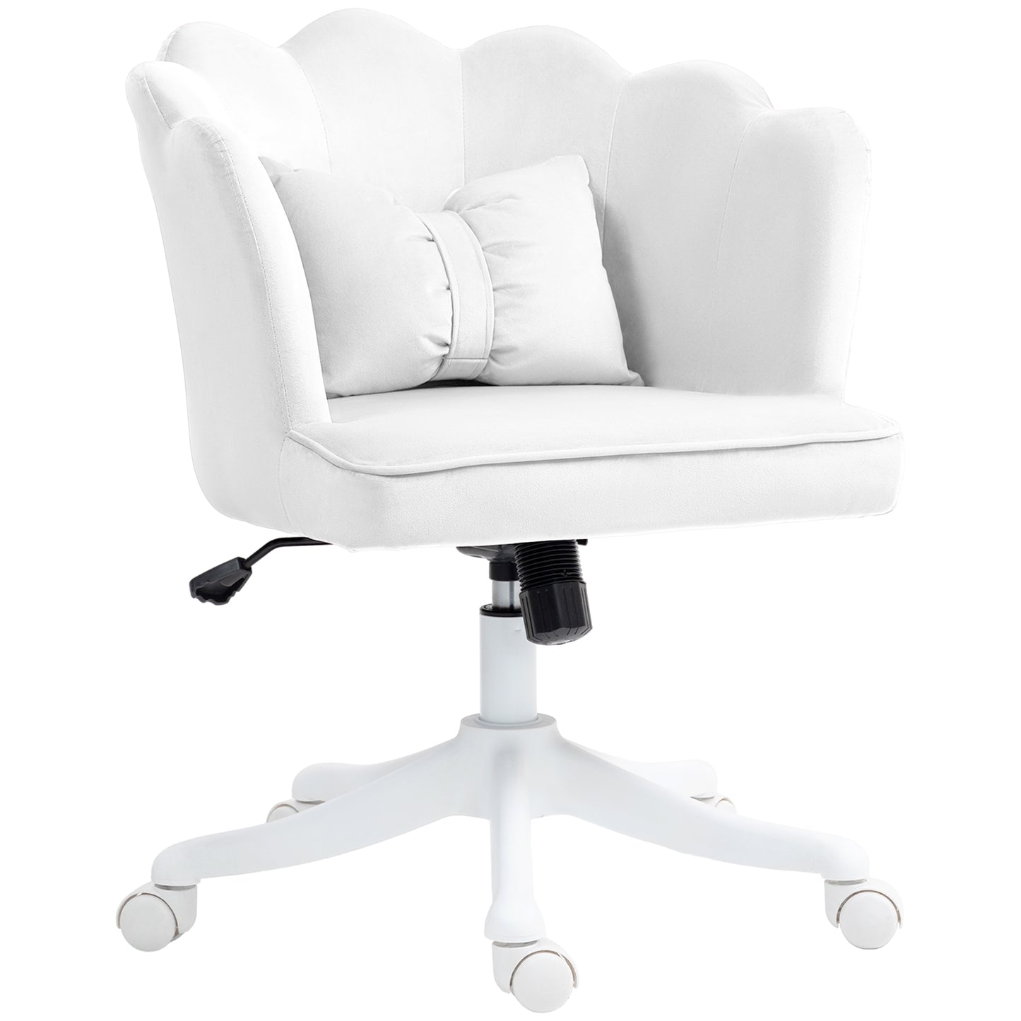 Photo of HOMCOM Velvet-Feel Petal Back Office Chair - White in White colour on a white background
