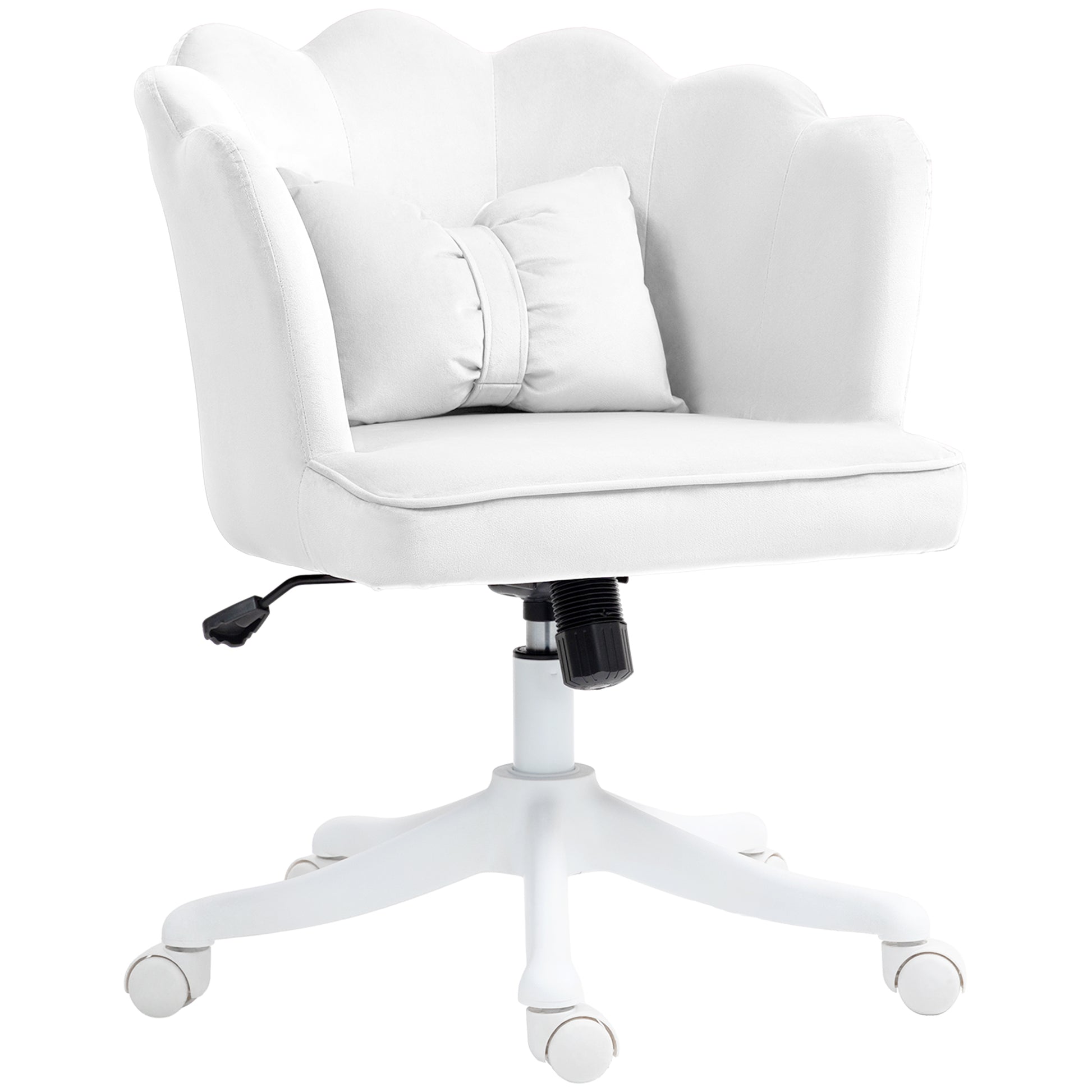 Photo of HOMCOM Velvet-Feel Petal Back Office Chair - White in White colour on a white background