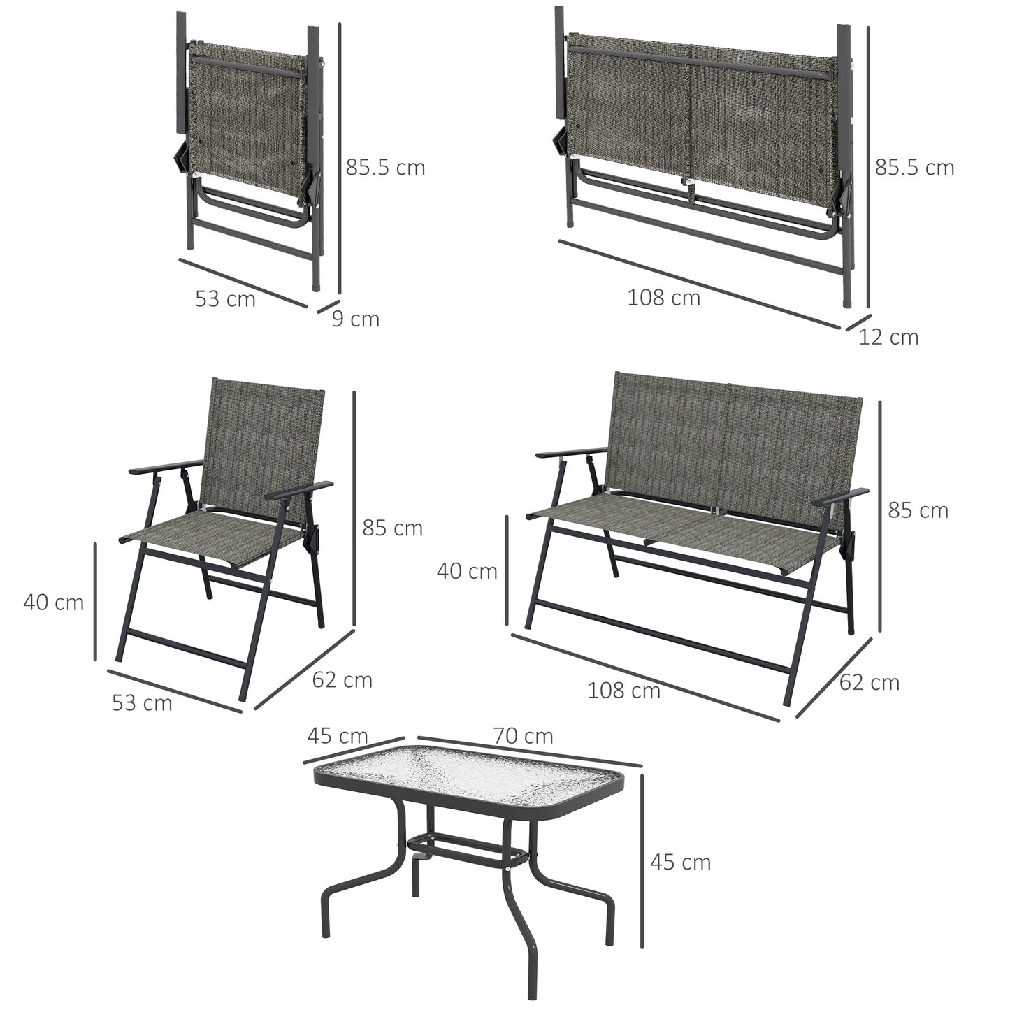 Outsunny Four-Piece Metal Garden Sofa Set - Mixed Brown