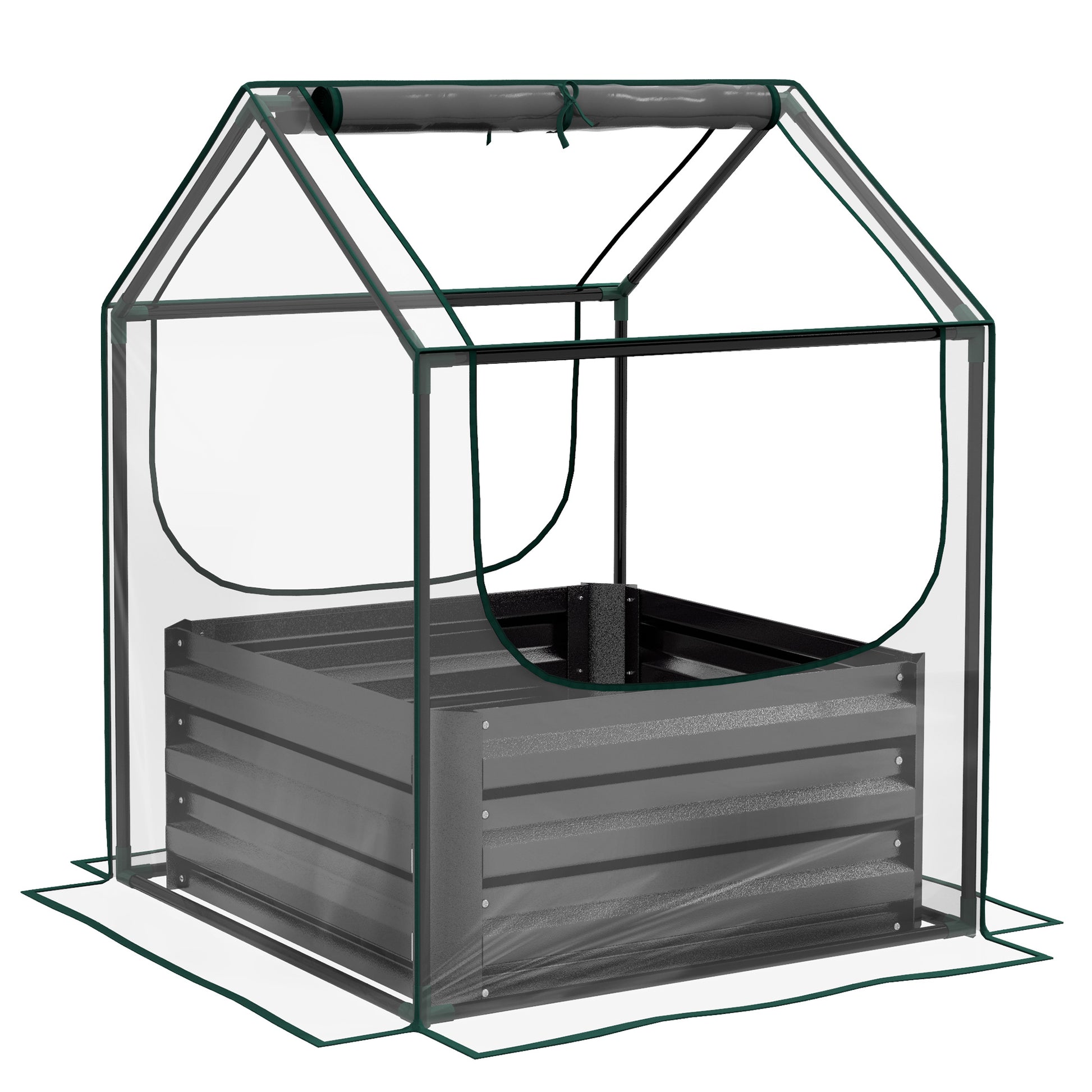Photo of Outsunny 61 x 61cm Garden Planter Bed, with Cover - Grey in Grey colour on a white background