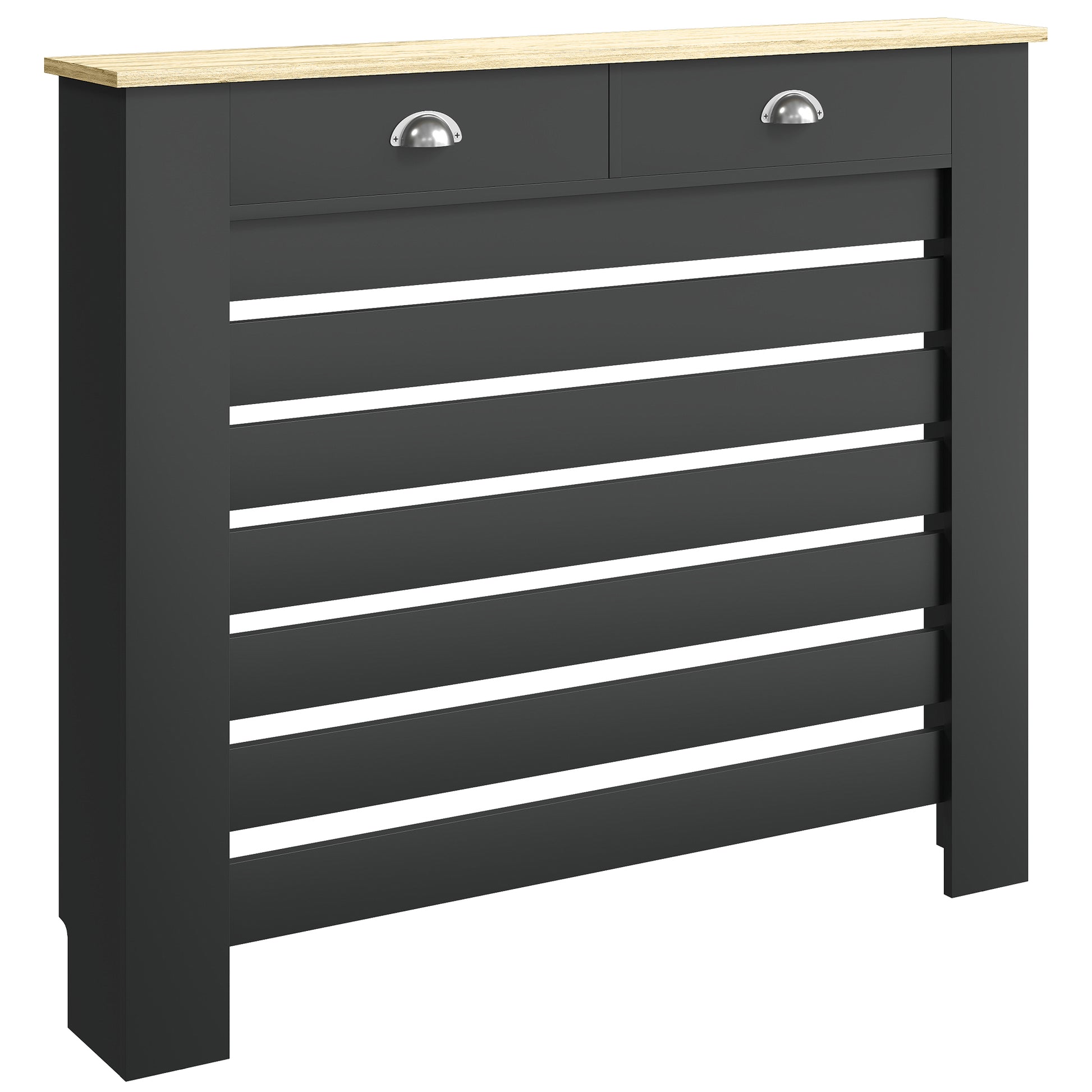 Photo of HOMCOM 95.5H x 111Wcm Radiator Cover, with Drawer - Black in Black colour on a white background