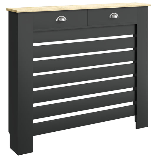 Photo of HOMCOM 95.5H x 111Wcm Radiator Cover, with Drawer - Black in Black colour on a white background