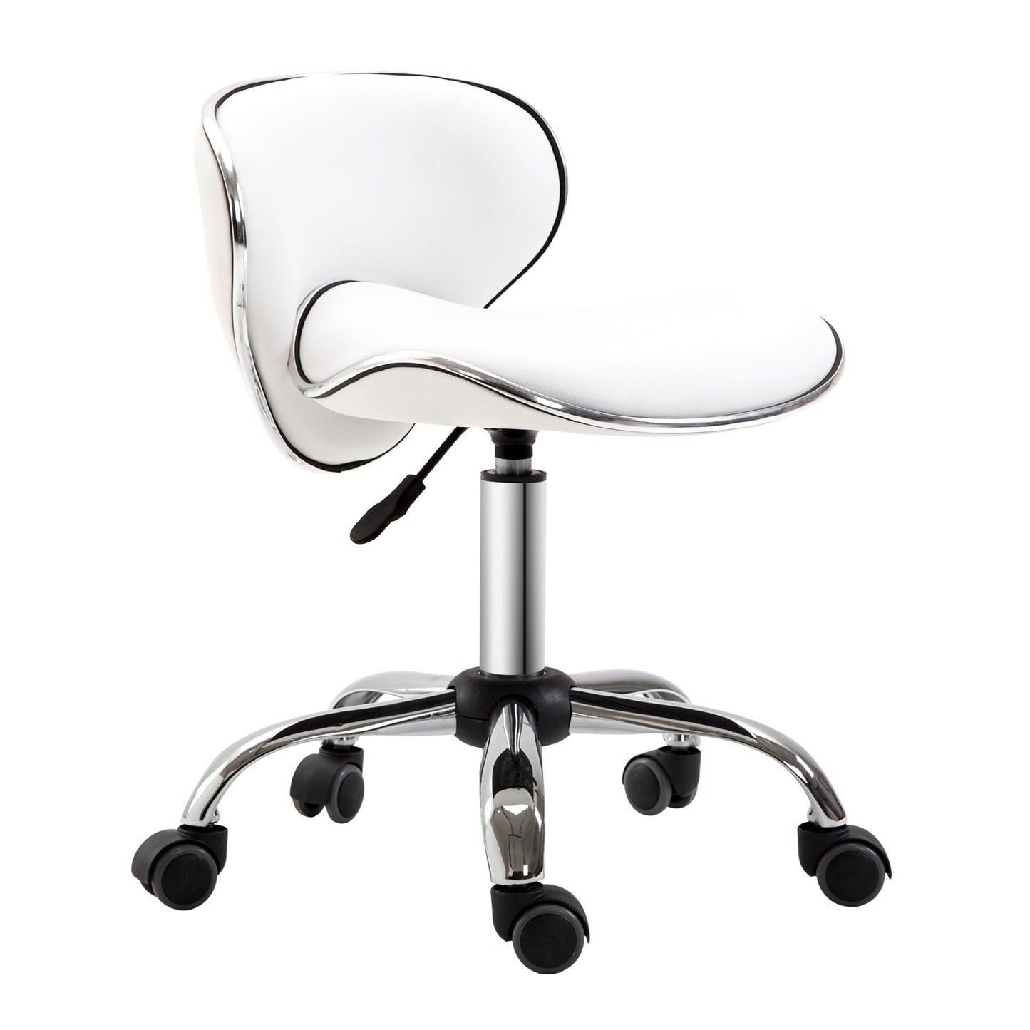 Photo of HOMCOM Adjustable Rolling Swivel Beauty Salon Chair, Stool for Spa, Technician - White in White colour on a white background