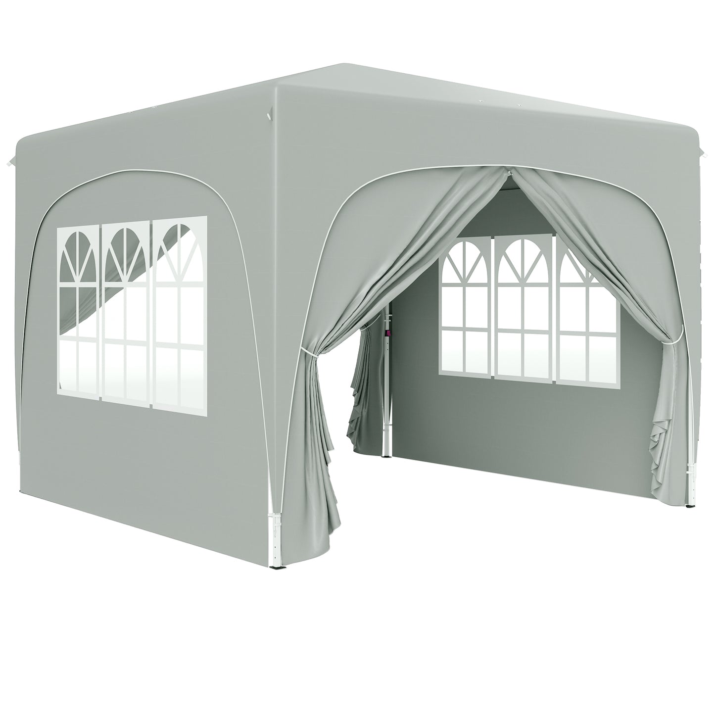 Photo of Outsunny 3 x 3m Pop-Up Gazebo Shelter, with Accessories - Light Grey in Grey colour on a white background