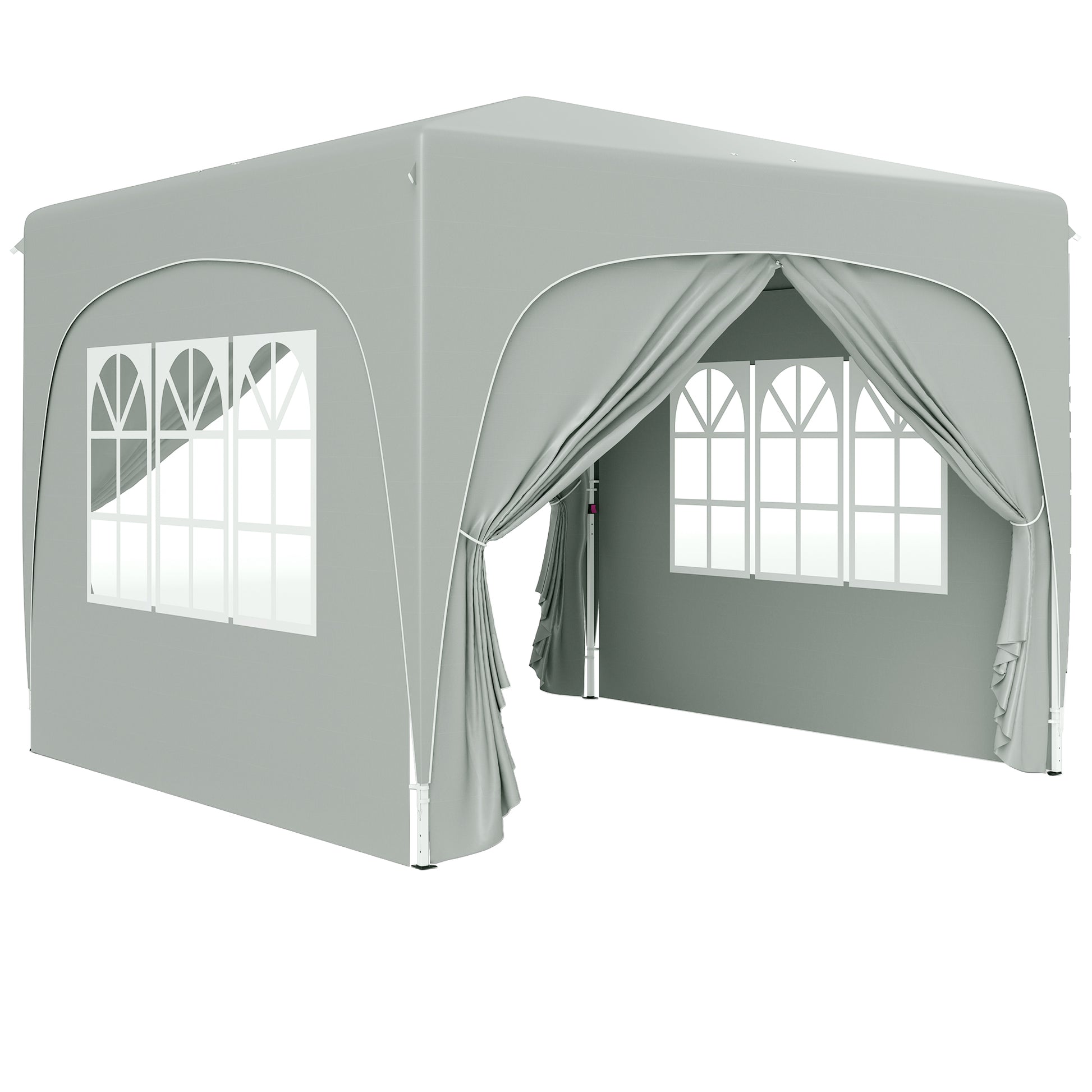 Photo of Outsunny 3 x 3m Pop-Up Gazebo Shelter, with Accessories - Light Grey in Grey colour on a white background