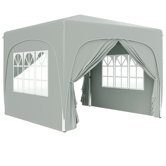 Photo of Outsunny 3 x 3m Pop-Up Gazebo Shelter, with Accessories - Light Grey in Grey colour on a white background