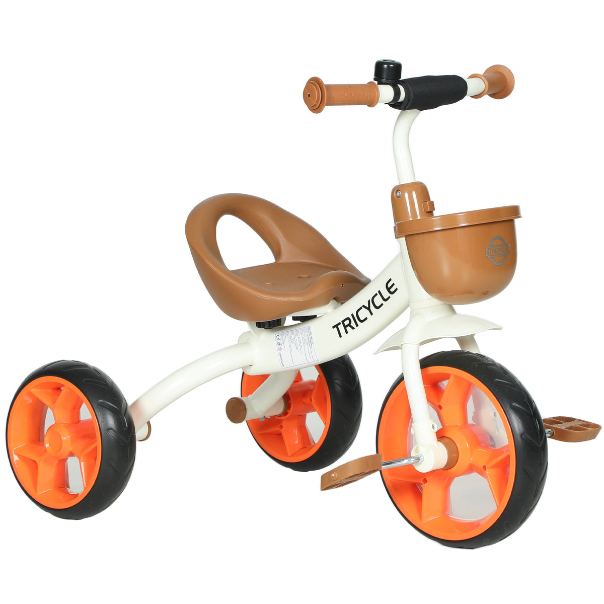 Photo of AIYAPLAY Kids Trike, Toddler Tricycle with Front Basket and EVA Wheels for Ages 2-5 Years, Indoor Outdoor for Boys Girls, Orange in Orange colour on a white background