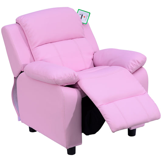 Photo of HOMCOM Kids Sofa Armchair Toddler Recliner Children's  Chair Lounger Games Chair  PU Leather w/ Storage  (Pink) in (Pink) colour on a white background