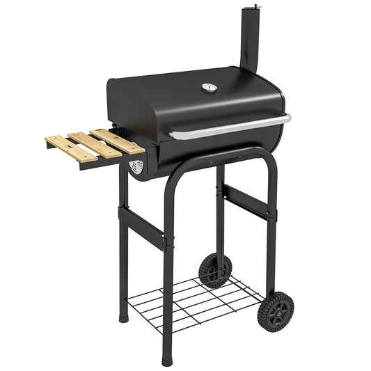 Photo of Outsunny Charcoal BBQ, with Thermometer, Shelves and Wheels in Wheels colour on a white background
