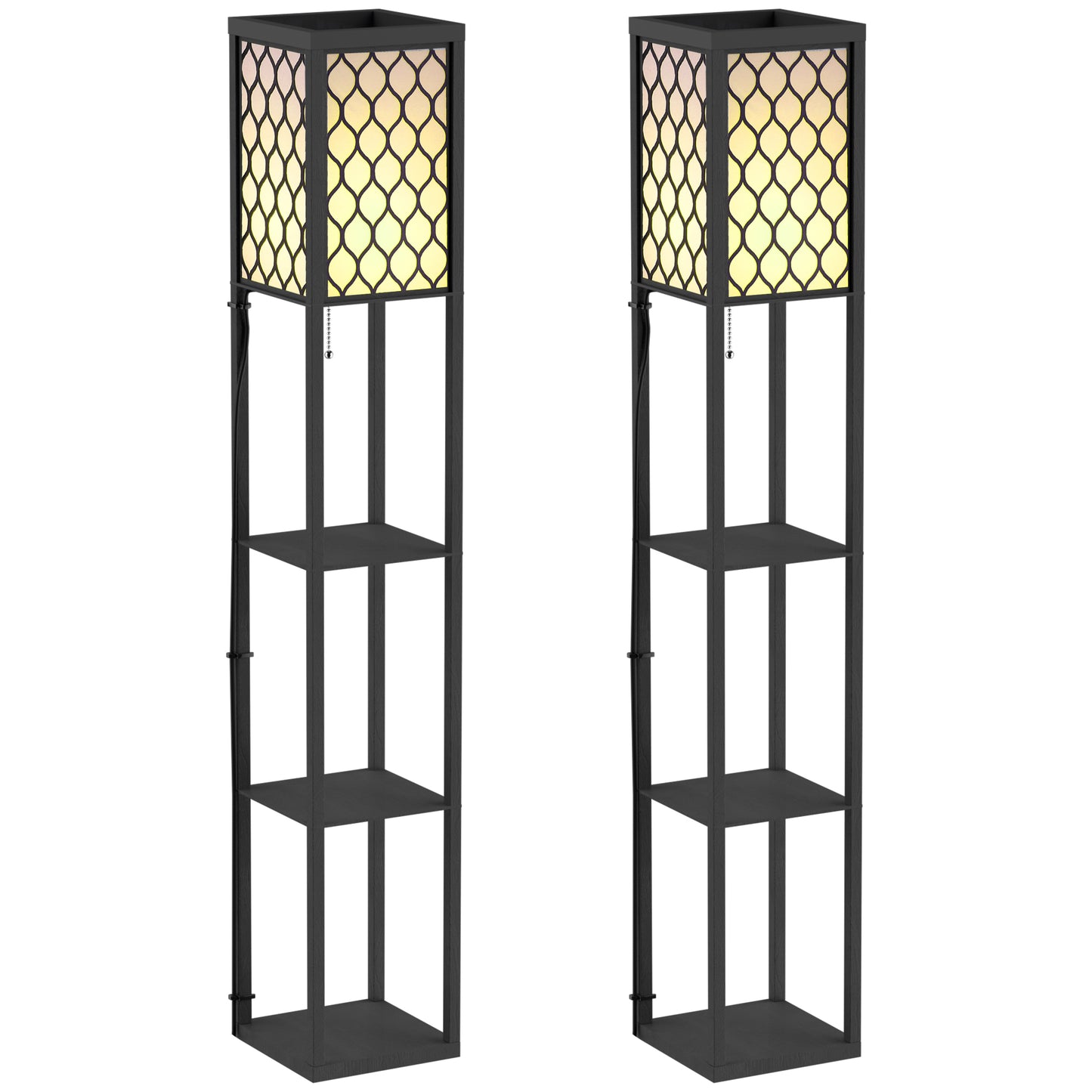 Photo of HOMCOM Three-Shelf Standing Lamps Set of 2 - Black in Black colour on a white background