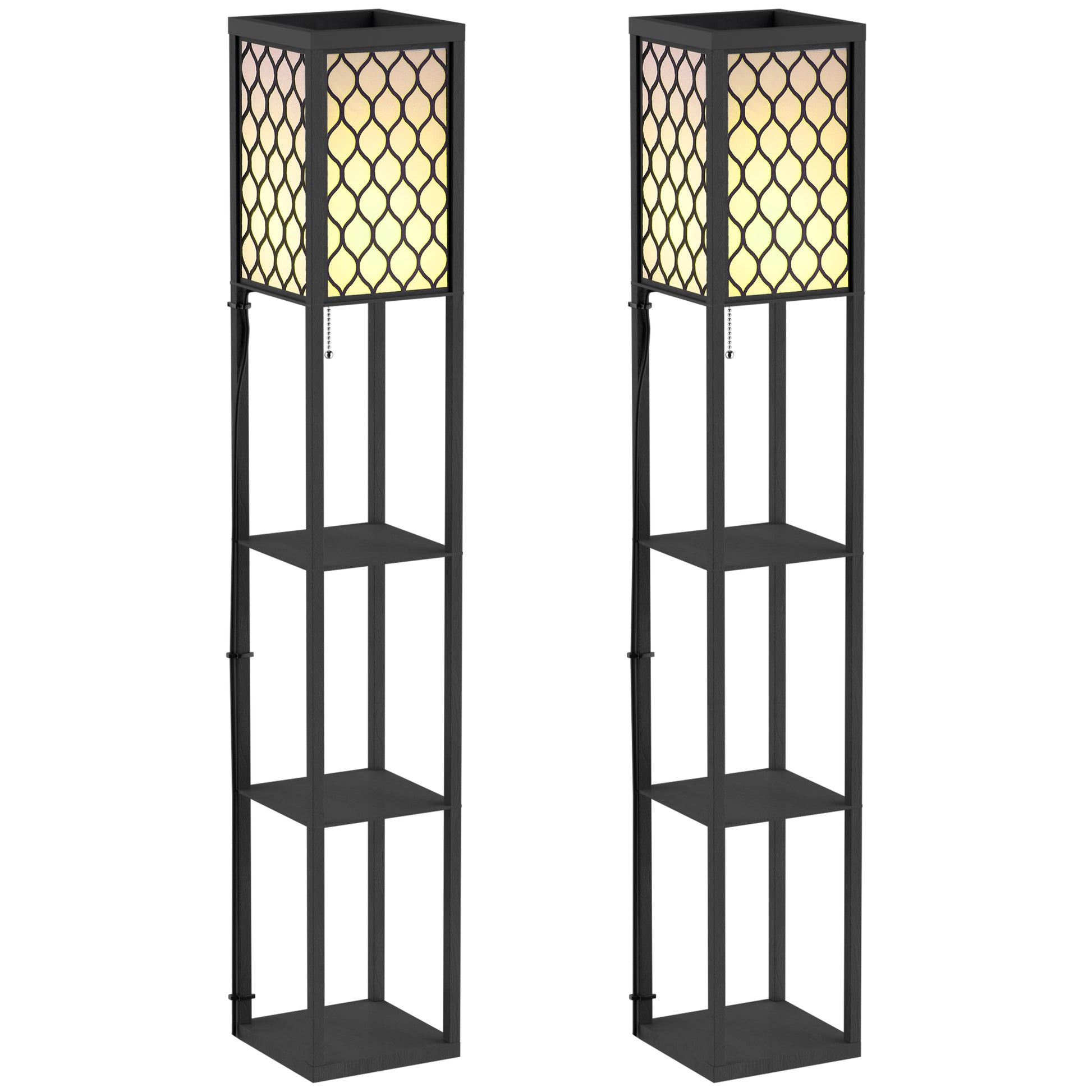 Photo of HOMCOM Three-Shelf Standing Lamps Set of 2 - Black in Black colour on a white background