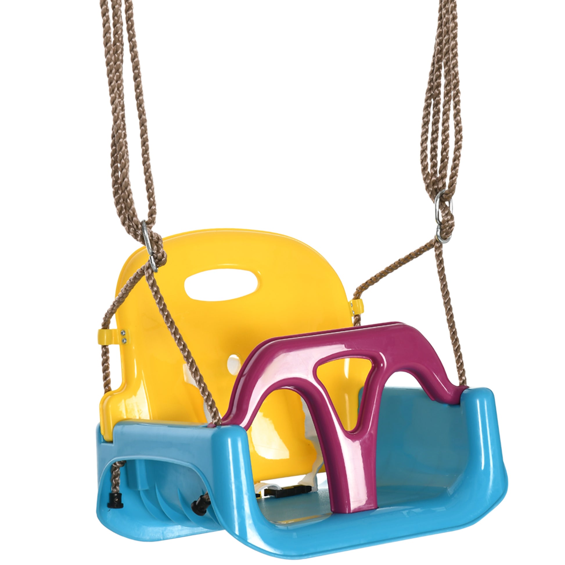 Photo of Outsunny 3 in 1 Detachable Kids Swing Seat with Seatbelt, Adjustable Rope for Indoor, Outdoor, Light Blue in Blue colour on a white background