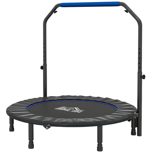 Photo of HOMCOM 48" Foldable Mini Fitness Trampoline, with Adjustable Foam Handle, Blue in Blue colour on a white background