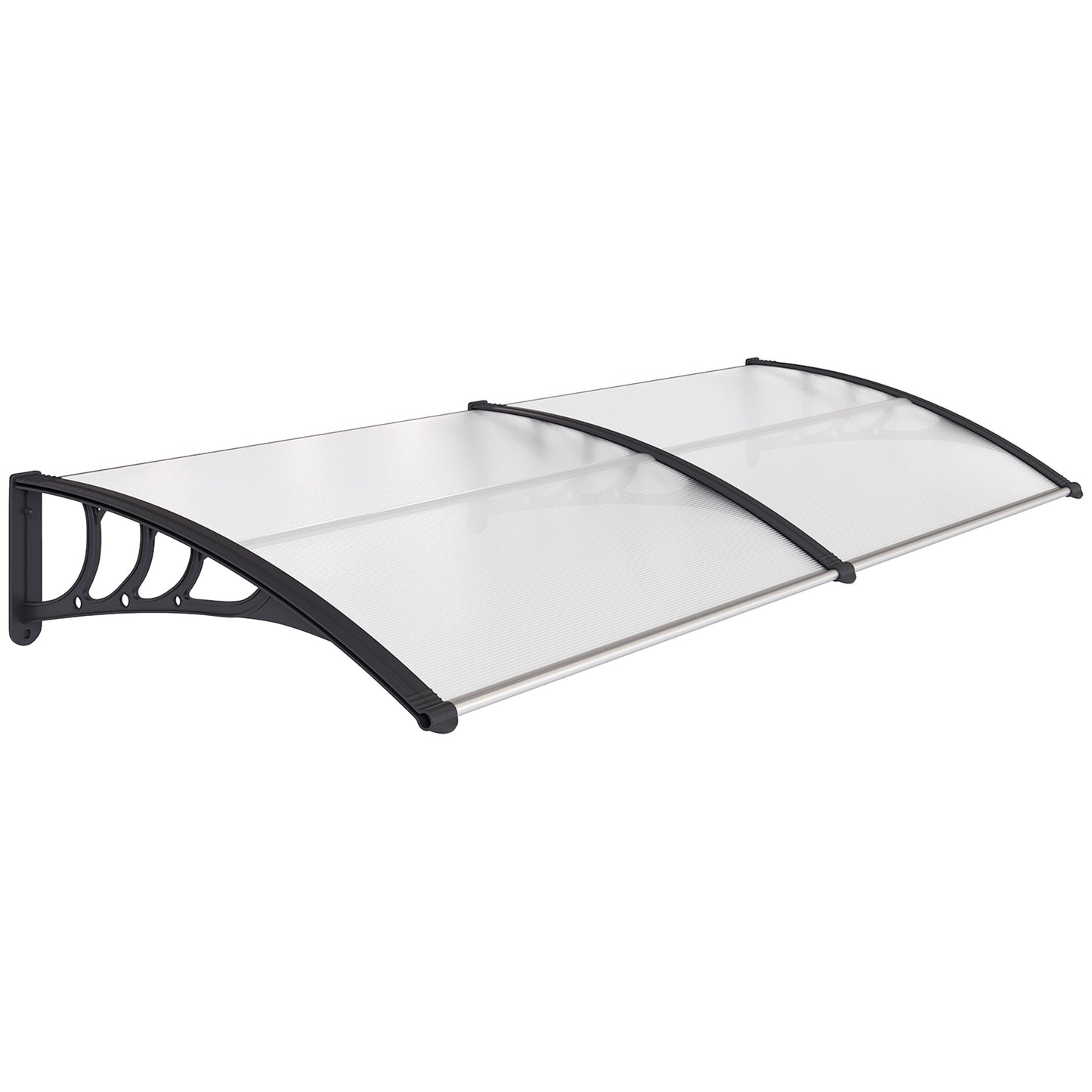 Photo of Outsunny Front Door Canopy Outdoor Awning Aluminium Rigid Plastic Polycarbonate Rain Shelter UV Water Rain Resistant 75 x 195 cm White in White colour on a white background
