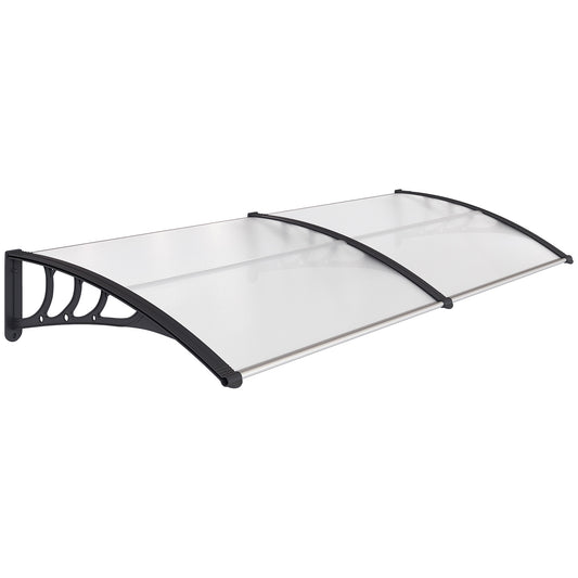 Photo of Outsunny Front Door Canopy Outdoor Awning Aluminium Rigid Plastic Polycarbonate Rain Shelter UV Water Rain Resistant 75 x 195 cm White in White colour on a white background