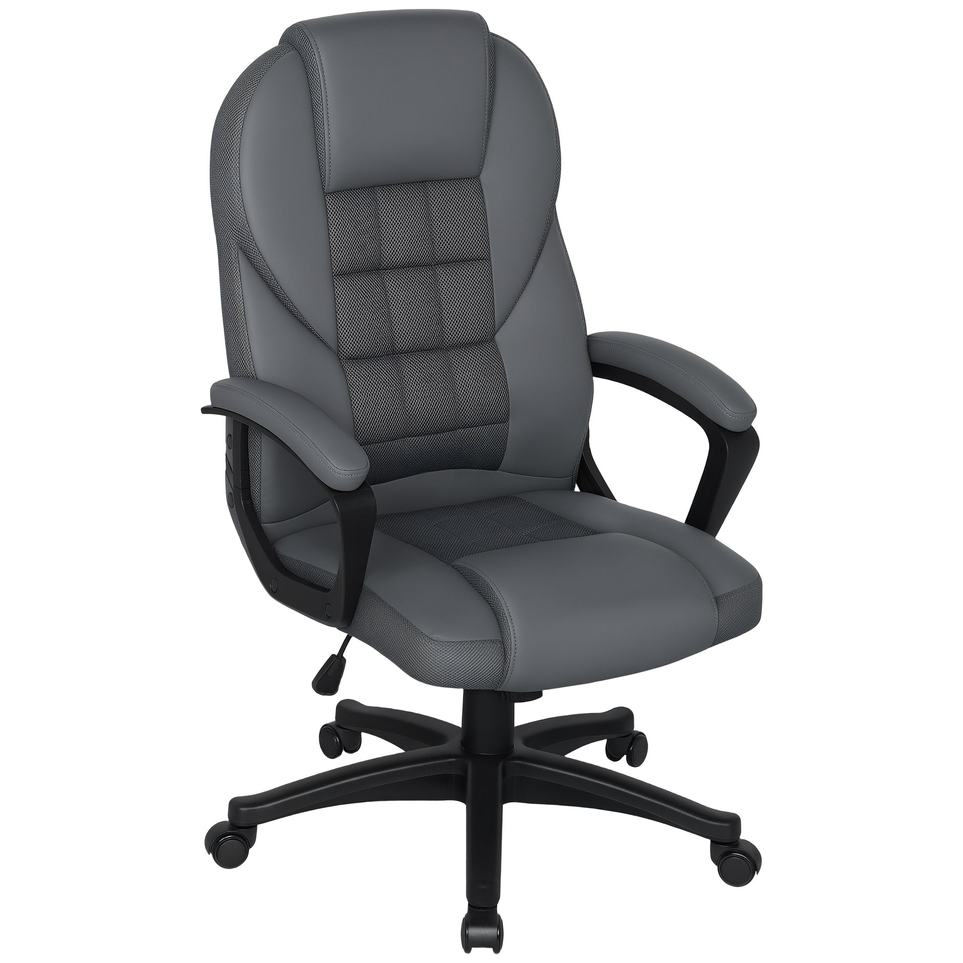 Photo of HOMCOM Faux Leather Office Chair - Charcoal Grey in Grey colour on a white background