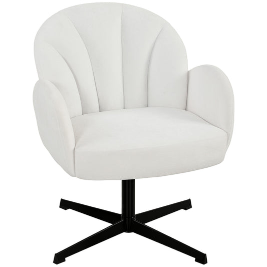 Photo of HOMCOM Swivel Accent Chair, Shell-Shaped Armchair with Spring Cushion, Metal Base, Cream White in White colour on a white background