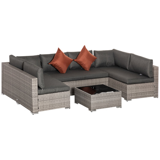 Photo of Outsunny Four-Piece Half-Square Rattan Sofa Set - Mixed Grey in Grey colour on a white background