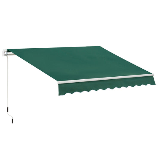 Photo of Outsunny Awning Canopy Manual Retractable Porch Sun Shade Shelter 3 x 2m Green in Green colour on a white background