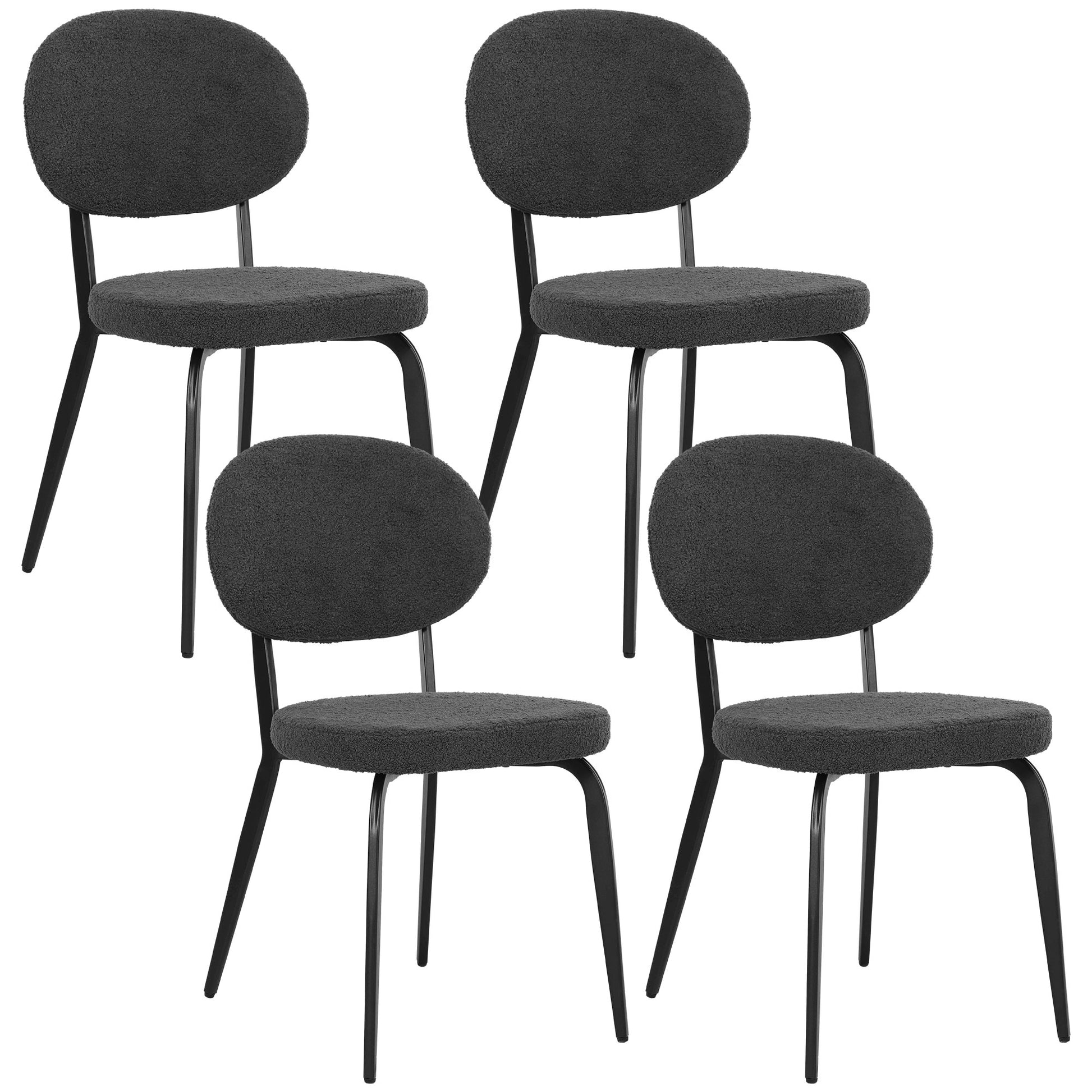 Photo of HOMCOM Set of Four Boucle Dining Chairs - Black in Black colour on a white background