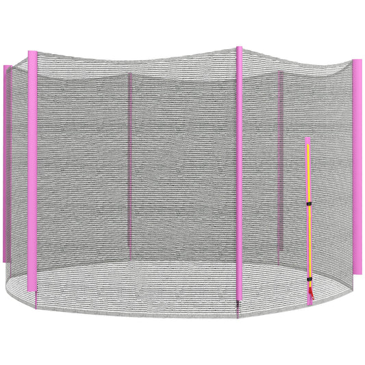 Photo of SPORTNOW 10ft Trampoline Net Replacement with 6 Plastic Pole Covers, Weather-Resistant Trampoline Netting Replacement with Zipped Entrance, Poles Not Included, Pink in Pink colour on a white background