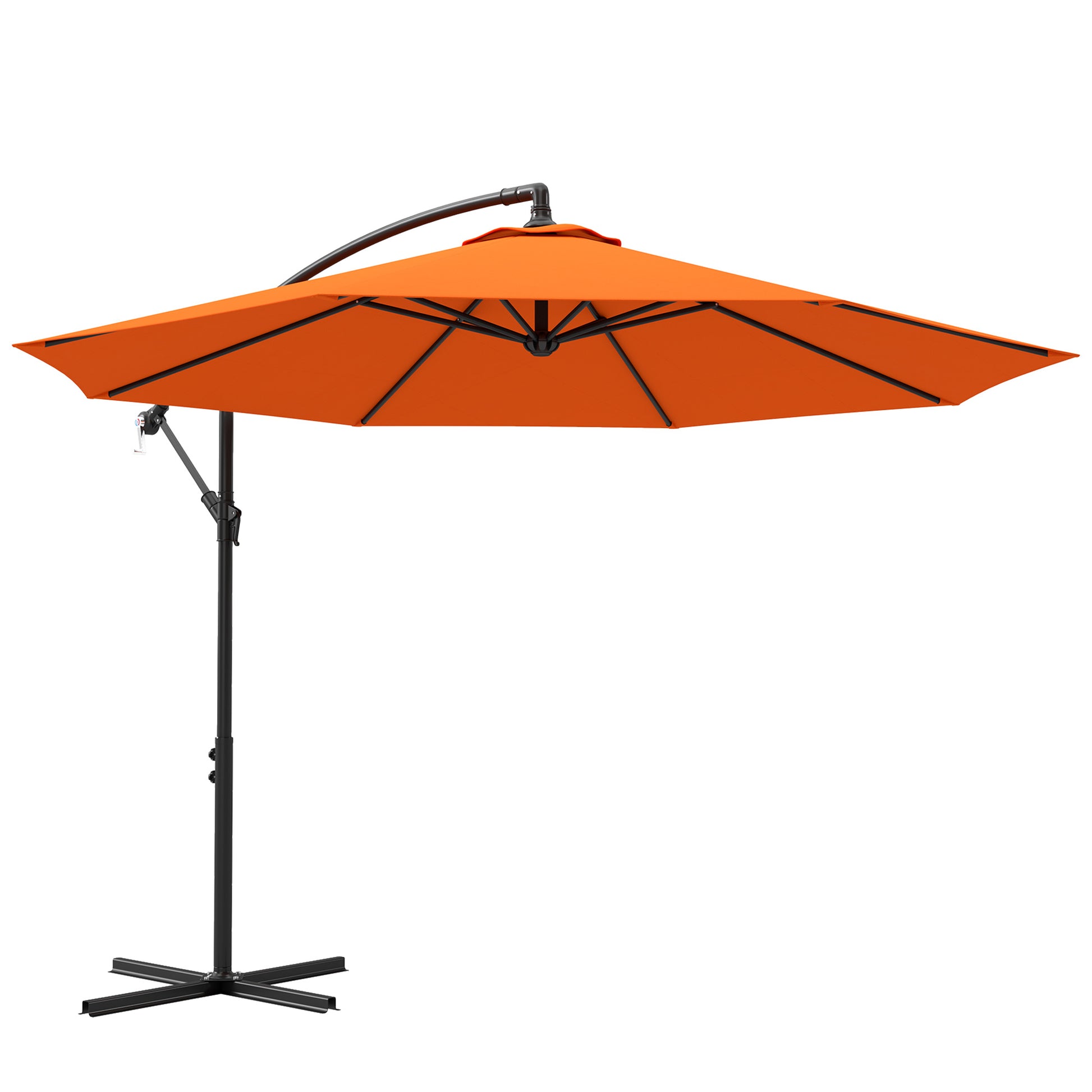 Photo of Outsunny 3m Garden Banana Parasol with Cross Base for Garden Family Use, Orange in Orange colour on a white background