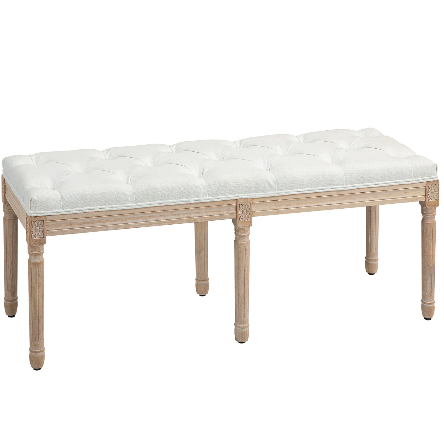Photo of HOMCOM Vintage French Look Bed End Bench - Cream White in White colour on a white background