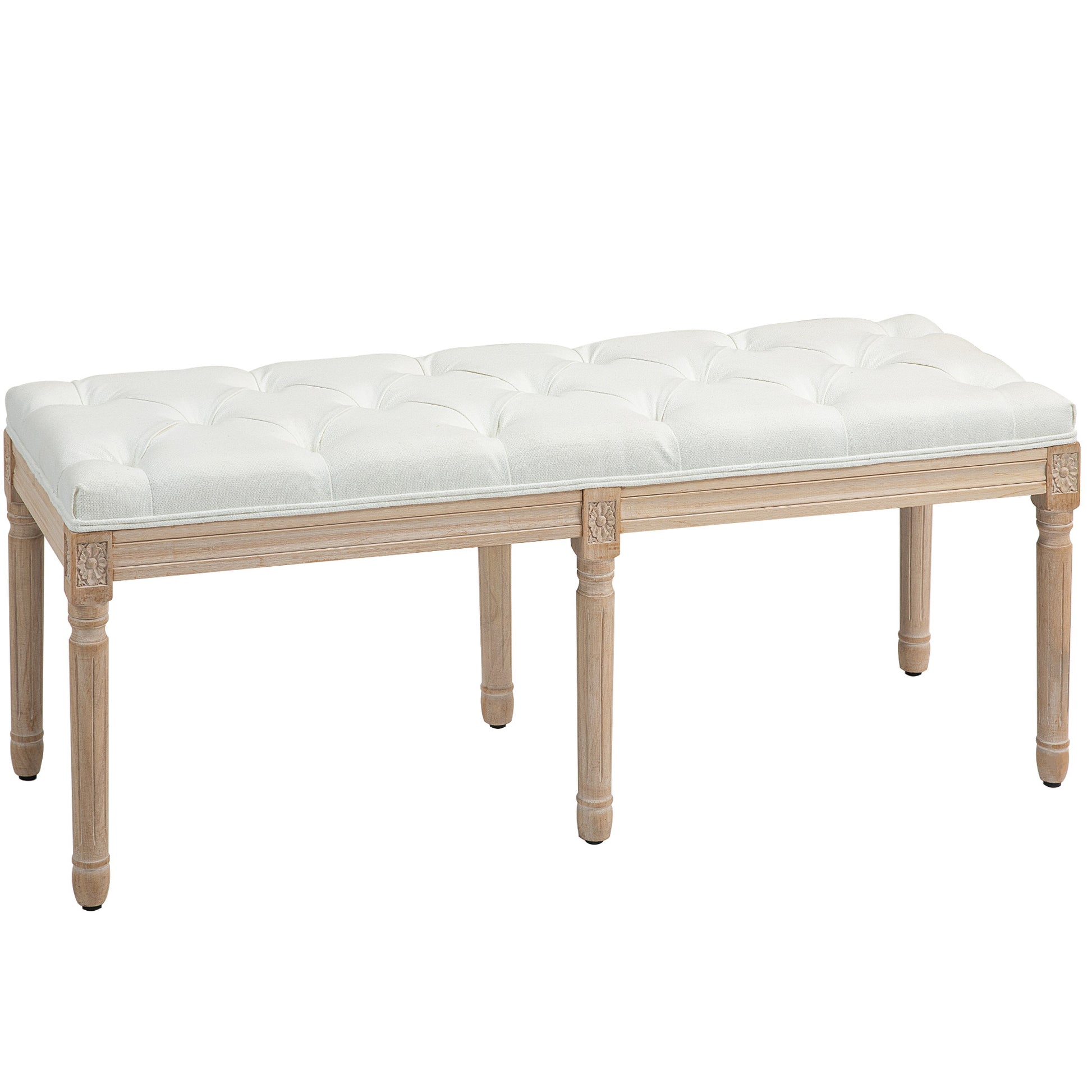 Photo of HOMCOM Vintage French Look Bed End Bench - Cream White in White colour on a white background