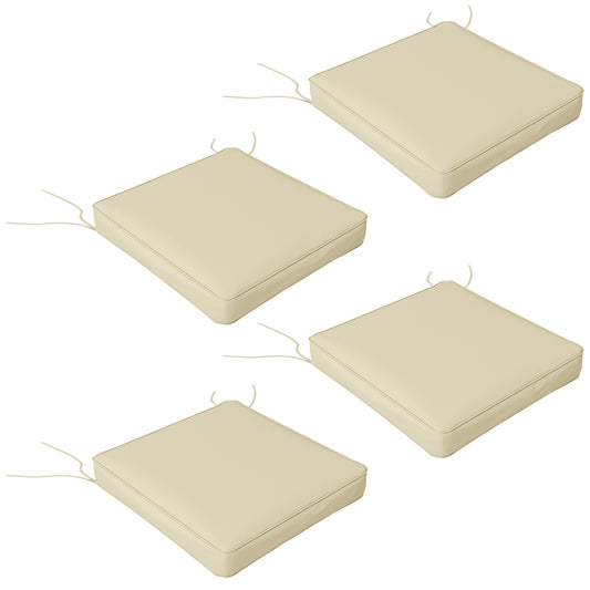 Photo of Outsunny 4-Piece Seat Cushions Pillow Replacement, Patio Chair Cushions Set with Ties for Indoor Outdoor, Beige in Beige colour on a white background