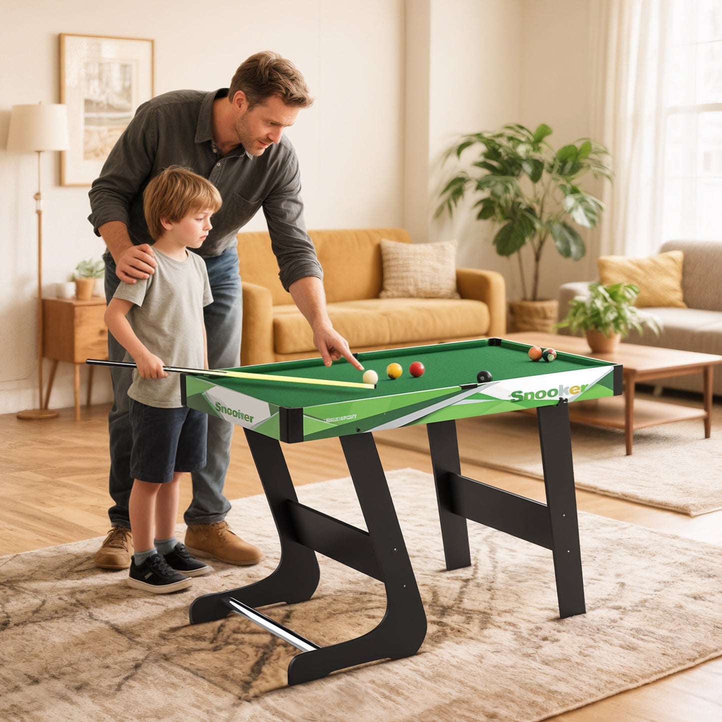 SPORTNOW 104cm Folding Mini Pool Table Set with 2 Cues, 16 Balls, Chalk, Triangle, Brush, Green