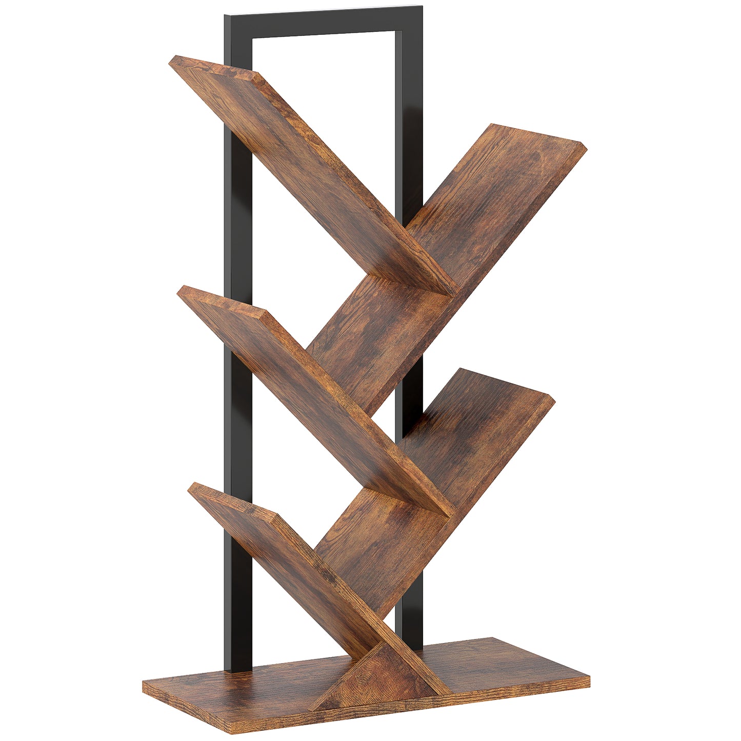 Photo of HOMCOM Four-Section Tree Bookcase - Wood-Effect in Wood-Effect colour on a white background