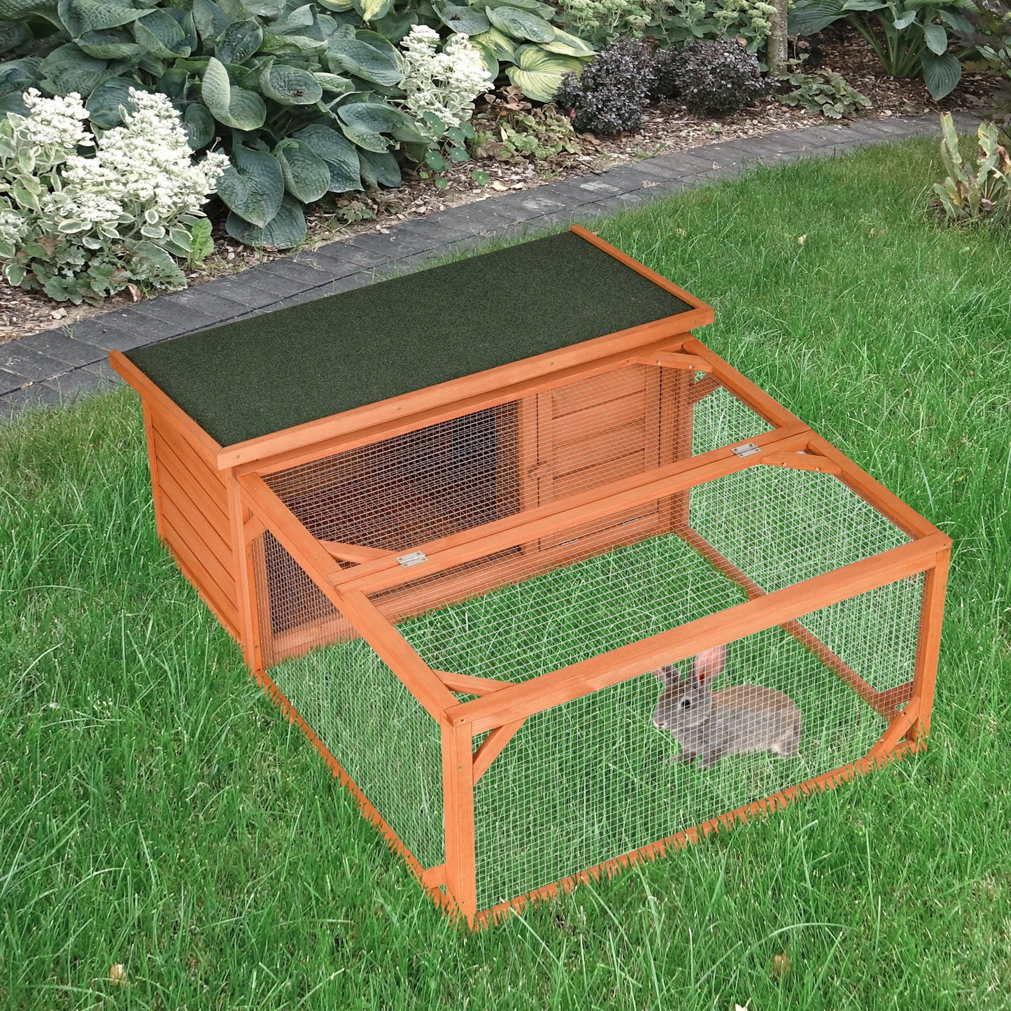 Photo of PawHut Guinea Pigs Hutches Off-ground Small Animal Guinea Pig House 125.5 x 100 x 49cm in 49cm colour on a white background