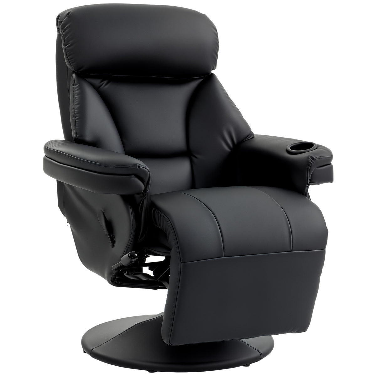 Photo of HOMCOM Upholstered Reclining Armchair, Manual Recliner Chair with Footrest and Adjustable Backrest, Black in Black colour on a white background