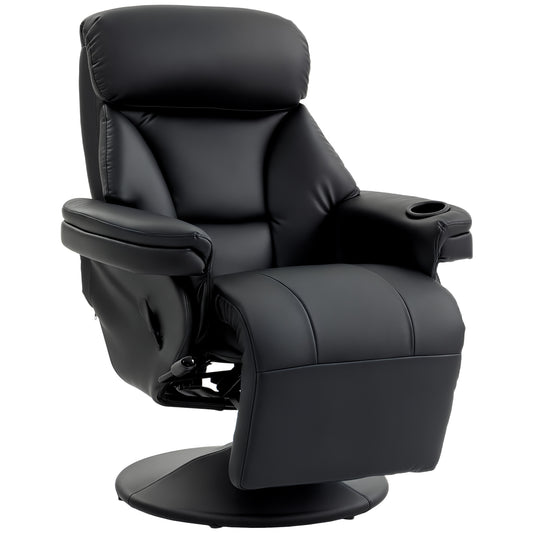 Photo of HOMCOM Upholstered Reclining Armchair, Manual Recliner Chair with Footrest and Adjustable Backrest, Black in Black colour on a white background