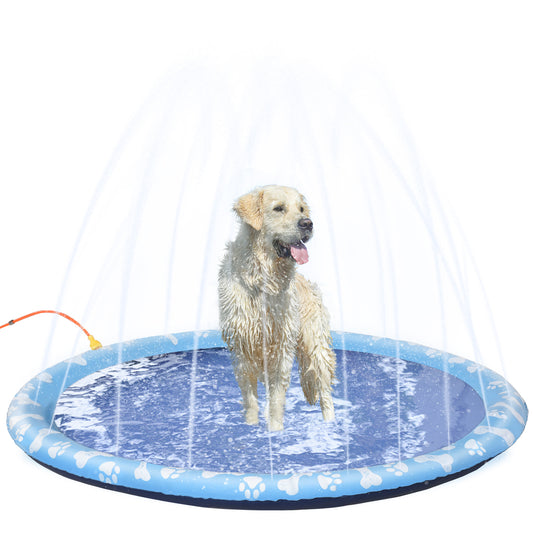 Photo of PawHut Dog Splash Pad, Pet Sprinkler Mat, Non-Slip Dog Paddling Pool, Foldable Outdoor Sprinkler and Splash Mat Water Play for Garden, Patio, Summer Fun, 170 cm in cm colour on a white background