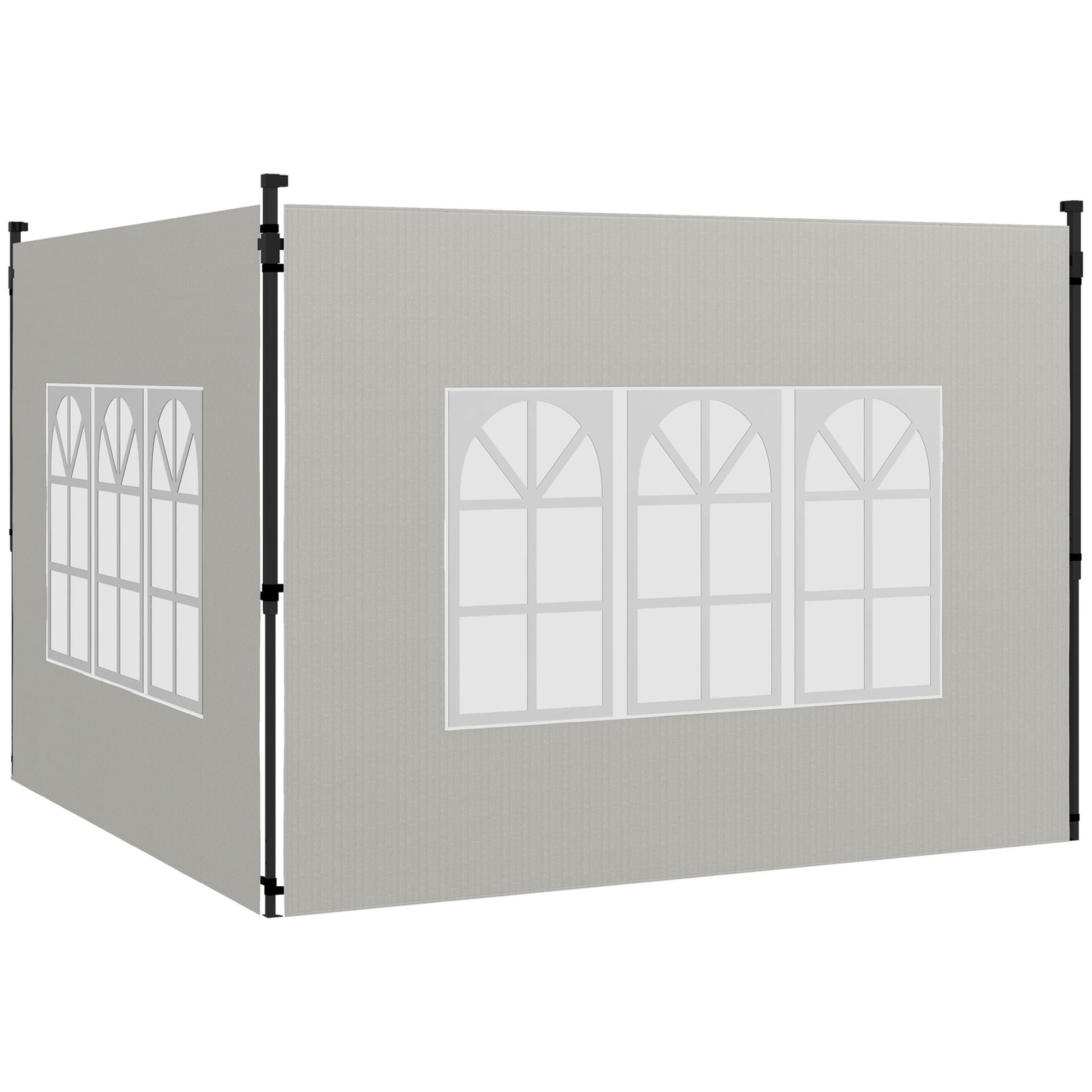 Photo of Outsunny Gazebo Side Panels, Sides Replacement with Window for 3x3(m) or 3x6m Gazebo Canopy, 2 Pack, White in White colour on a white background