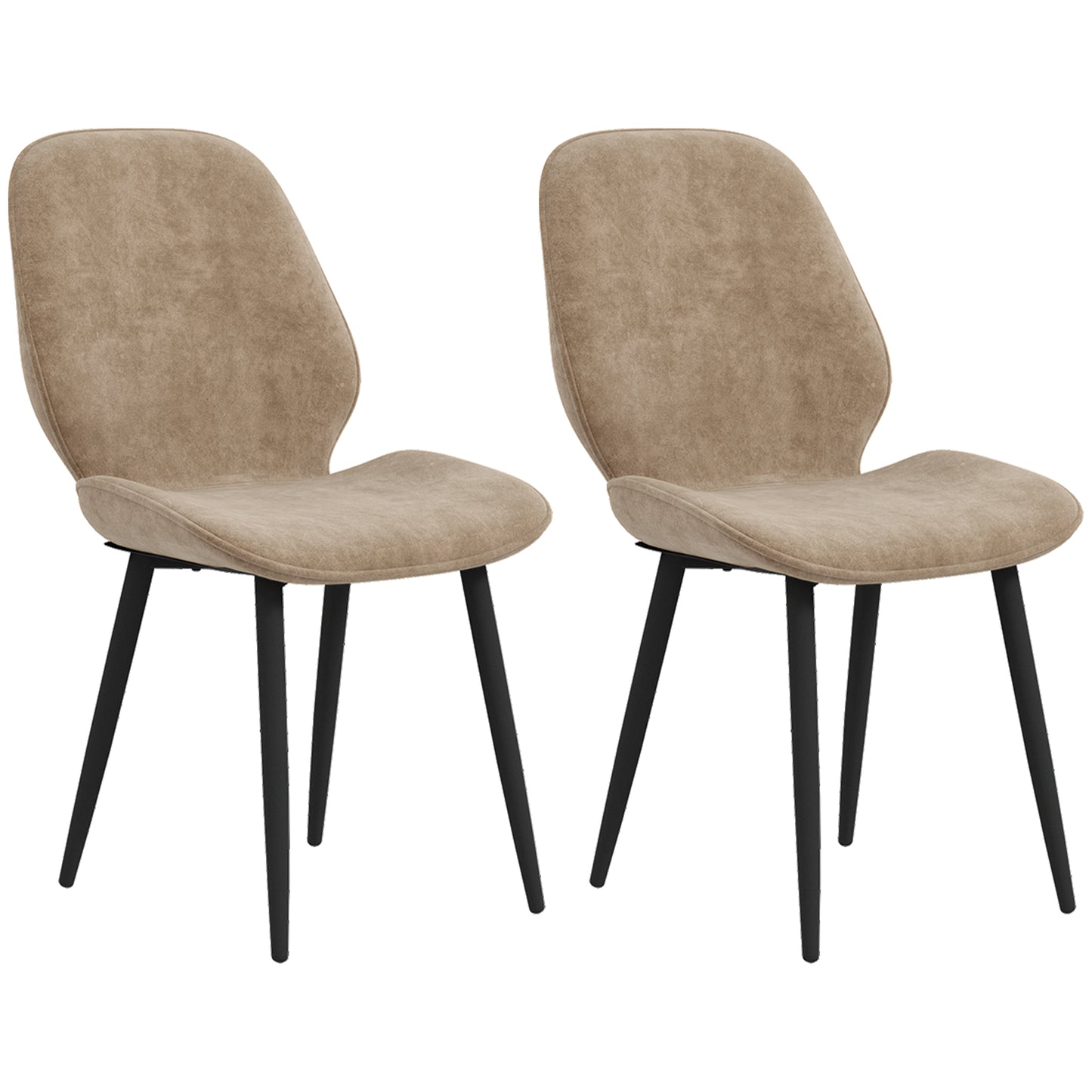 Photo of HOMCOM Velvet Dining Chairs, Set of 2 Dining Room Chairs with Metal Legs for Living Room, Dining Room, Light Brown in Brown colour on a white background