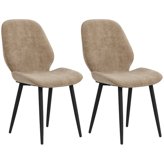 Photo of HOMCOM Velvet Dining Chairs, Set of 2 Dining Room Chairs with Metal Legs for Living Room, Dining Room, Light Brown in Brown colour on a white background