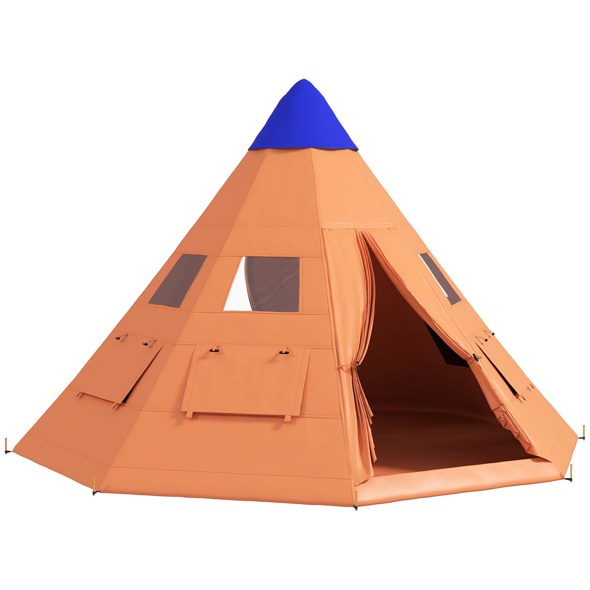 Photo of Outsunny 6 Men Tipi Tent with Carry Bag - Orange in Orange colour on a white background