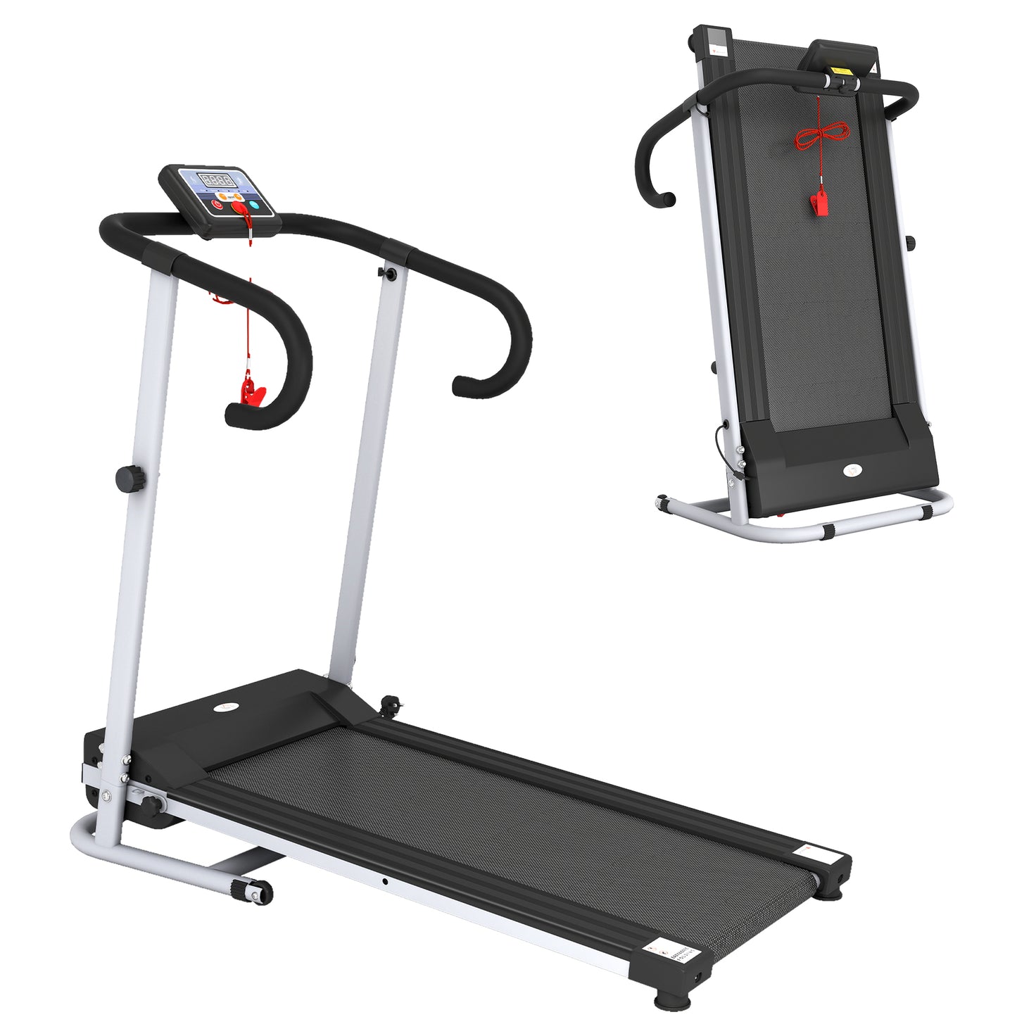 Photo of HOMCOM Folding Treadmill with Incline, Walking Pad Treadmill for Home, 1-10km/h Under Desk Running Machine with LCD Display and Wheels, No Assembly, Grey in Grey colour on a white background