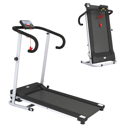 Photo of HOMCOM Folding Treadmill with Incline, Walking Pad Treadmill for Home, 1-10km/h Under Desk Running Machine with LCD Display and Wheels, No Assembly, Grey in Grey colour on a white background