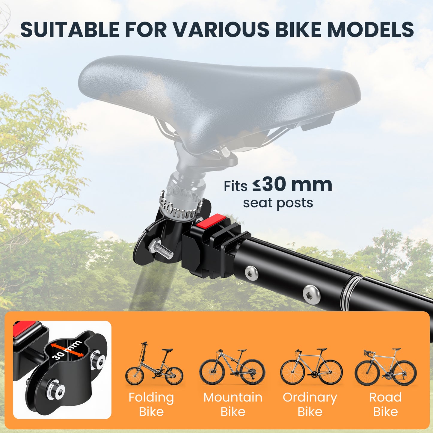 HOMCOM Bike Cargo Trailer Bicycle Trailer Cargo Storage Cart w/ Hitch Cycling Camping Luggage Storage Carrier Transport Steel Black