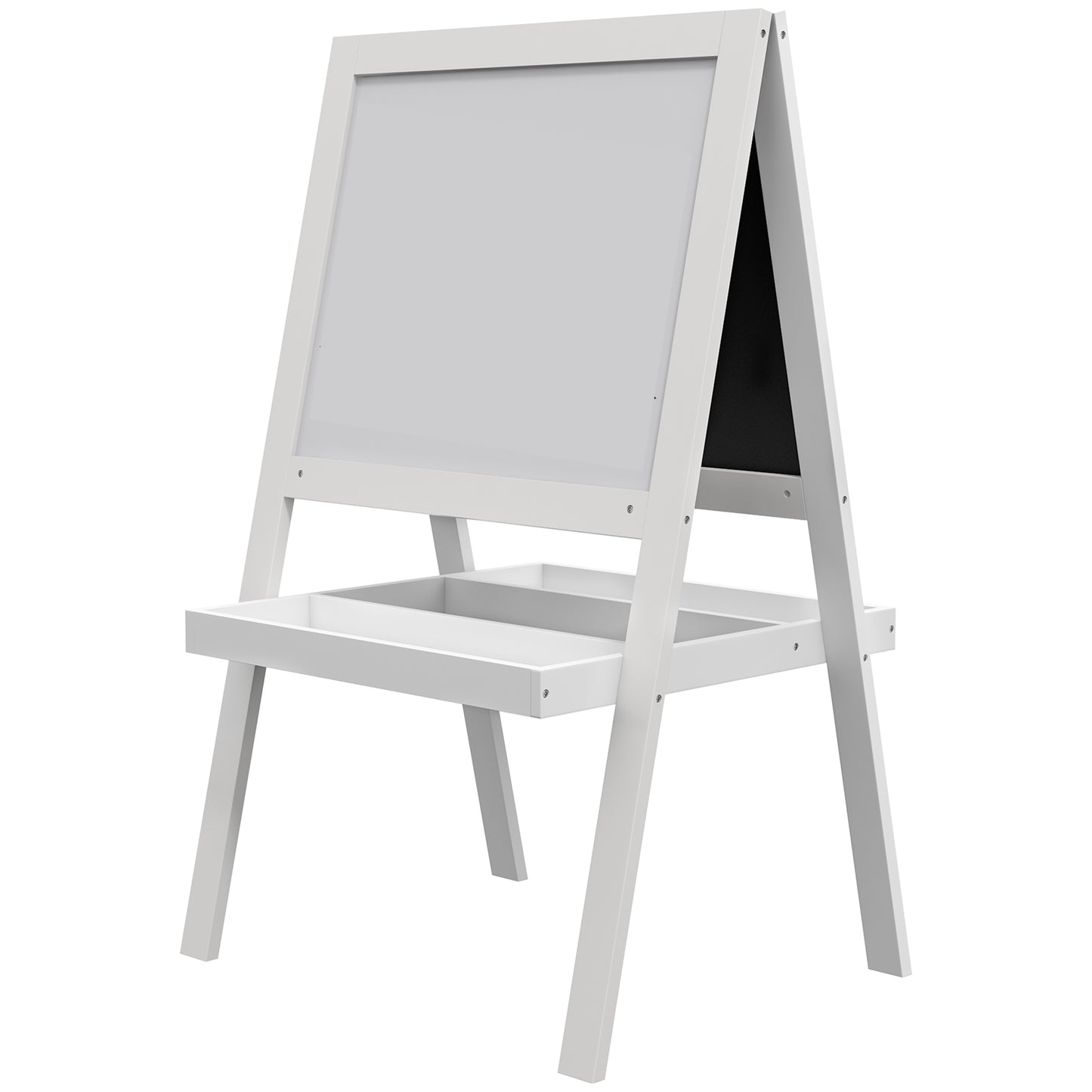 Photo of AIYAPLAY Kids Easel, Art Easel with Double Sided Whiteboard, Chalkboard, Storage, 2 in 1 Standing Easel for Toddlers 18-48 Months, White in White colour on a white background